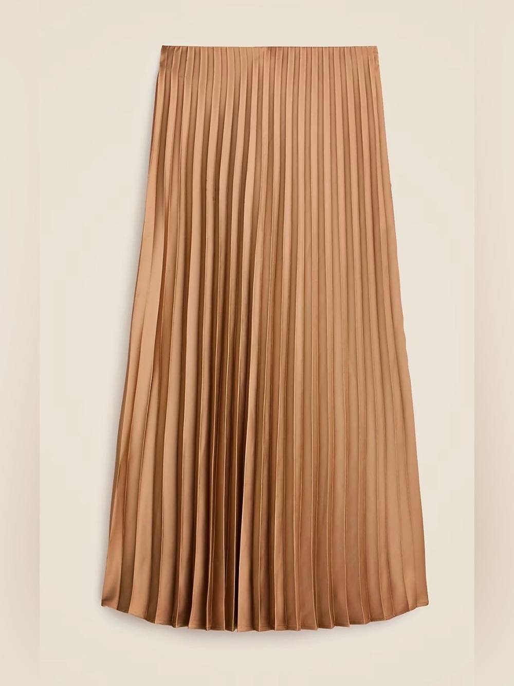 J.Crew Gwyneth pleated slip skirt Satin Camel Tan Pull On Midi Size Small